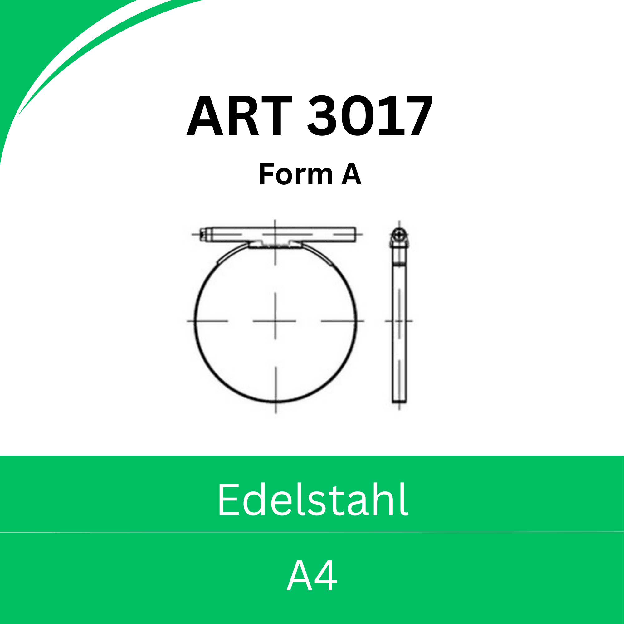 Bild für Kategorie ➤ Kategorie: DIN 3017 ➤ Schlauchschelle (Form A) - Edelstahl A4